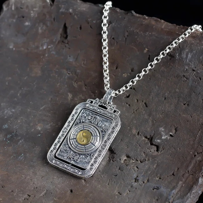 Qiankun Taiba pendant S925 sterling silver rotatable flip personality vintage necklace pendant for men and women
