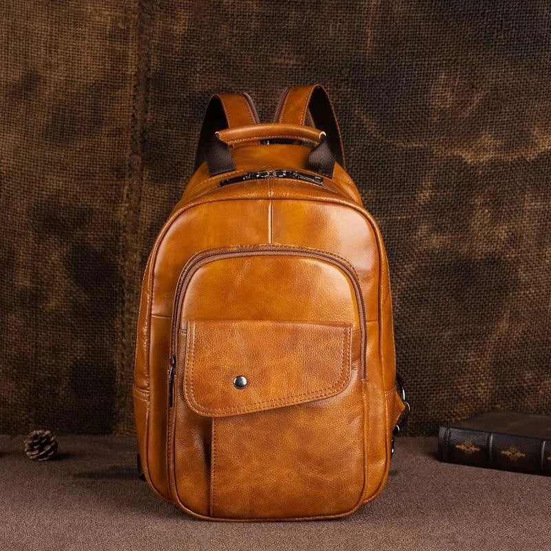 MOTAORA Men's Retro Mini Backpack 2025 New Genuine Leather Multifunctional Backpacks For Men Vintage Handmade Male Chest Bags
