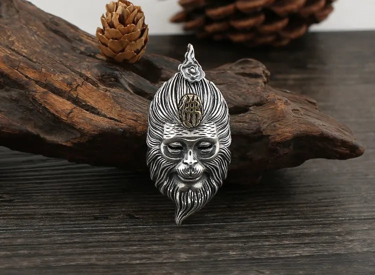 Sterling silver domineering Sun Wukong men's pendant retro Thai silver S925 Sterling silver Qi Tian Da Sheng Good Evil One Mindf