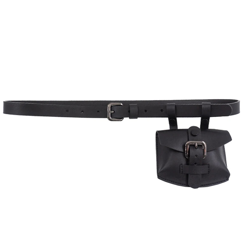 Designer spring and summer needle buckle women's waist bag leather plain bag belt decorative dress fine belt bag belt