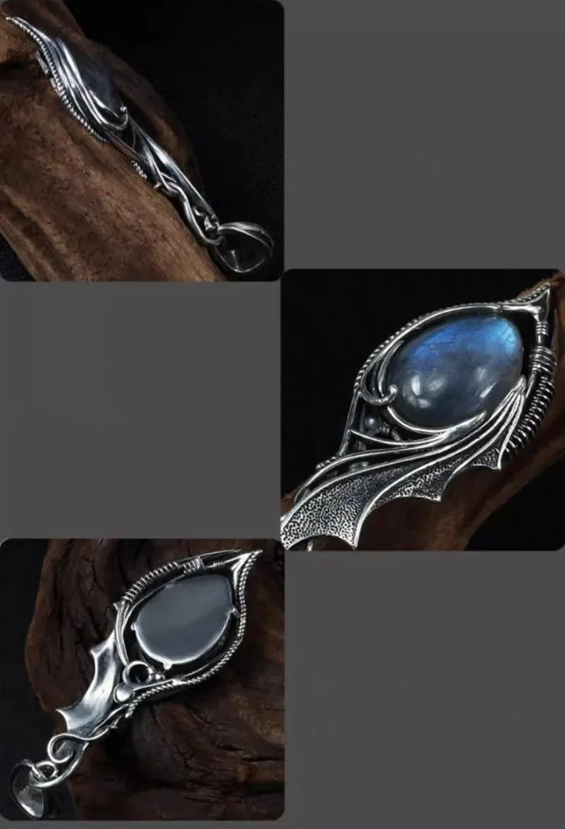 Necklace Pendant Pure 925 Sterling Silver Dragon Eye Natural Moonstone Luxury Designer Brand Fine Jewelry Men Women 2024 New P5