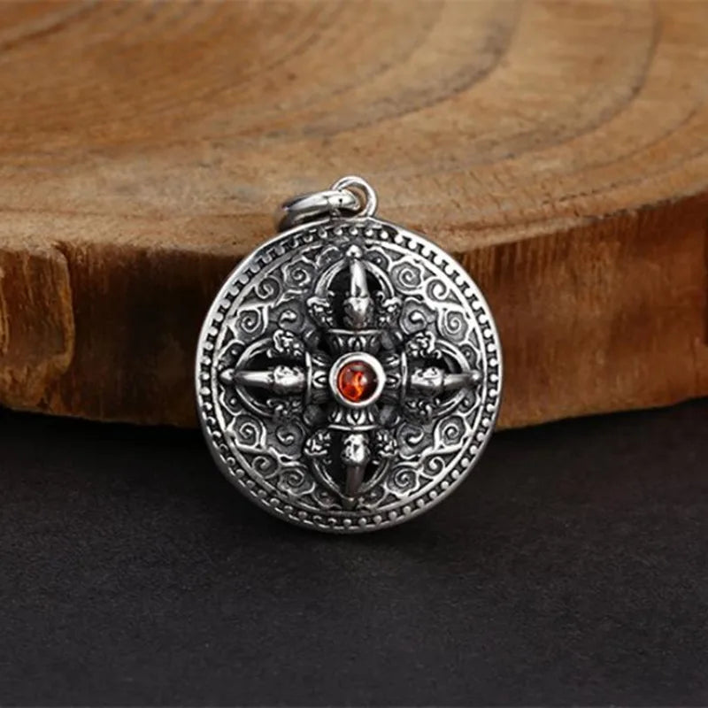 2025 Trend Vintage Necklace Pendant Real Sterling Silver 925 Vajra Cloud Inlaid Ruby Luxury Brand Fine Jewellery Man Woman P12