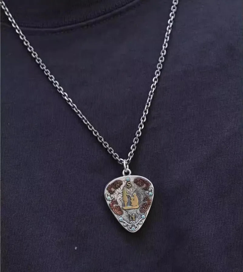 Necklace Pendant Real S990 Sterling Silver Romantic Love Guitar Pick Box Luxury Jewelry Woman Man 2025 Gift Envíos Gratis P21
