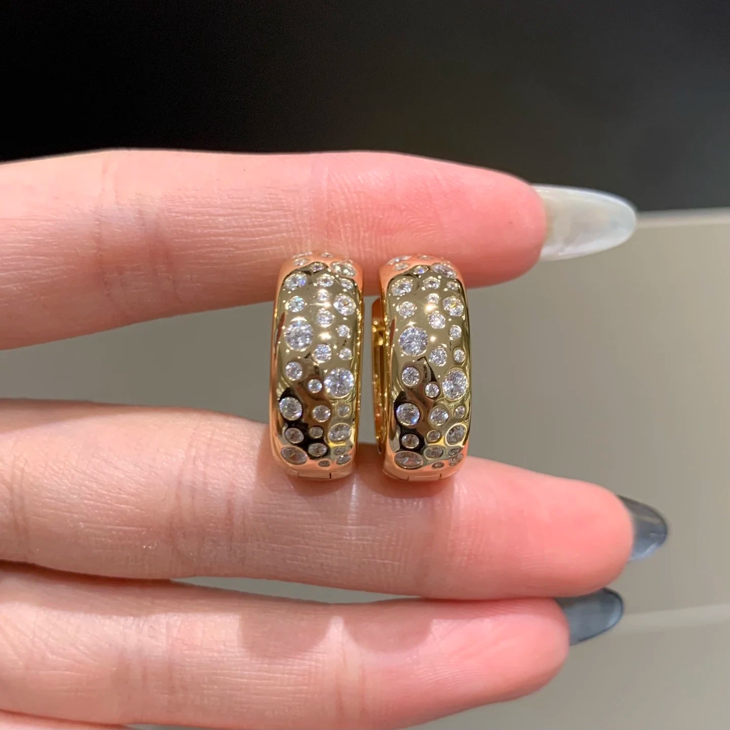 KQDANCE 925 Silver Synthetic Zircon Hoop Earrings Sparkling Star Baby's Breath Earrings Gold Plated Retro Fine Jewelry
