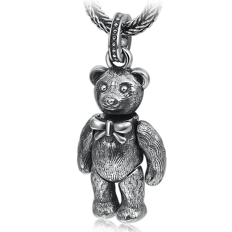 Wholesale 925 Sterling Silver Exquisite Cute Iittle Bear Pendant For Women Retro Thai Silver Creative Birthday Gift
