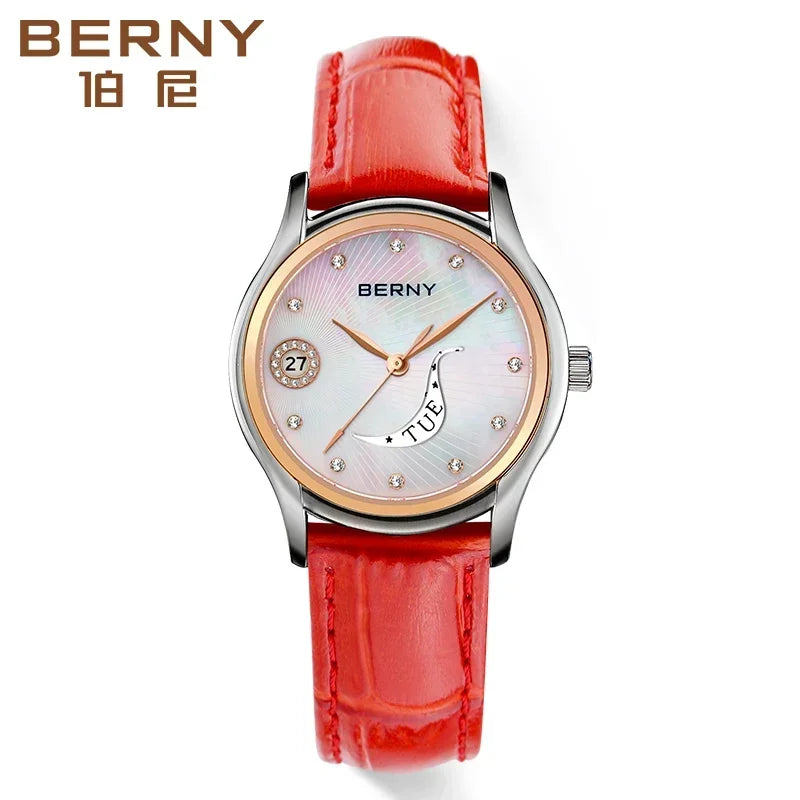 Quartz Wristwatches Calendar Clock Vintage Brown Leather Ladies Wristwatch Luxury Fashion Elegant Women Watches Waterproof 3Bar