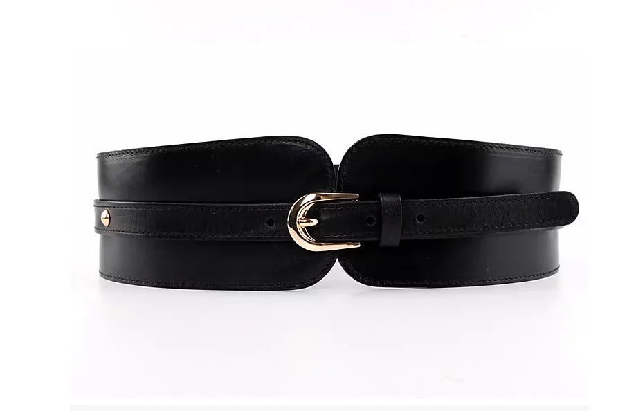 Women's vintage first layer cowhide leather high quality belt with skirt coat elastic belt