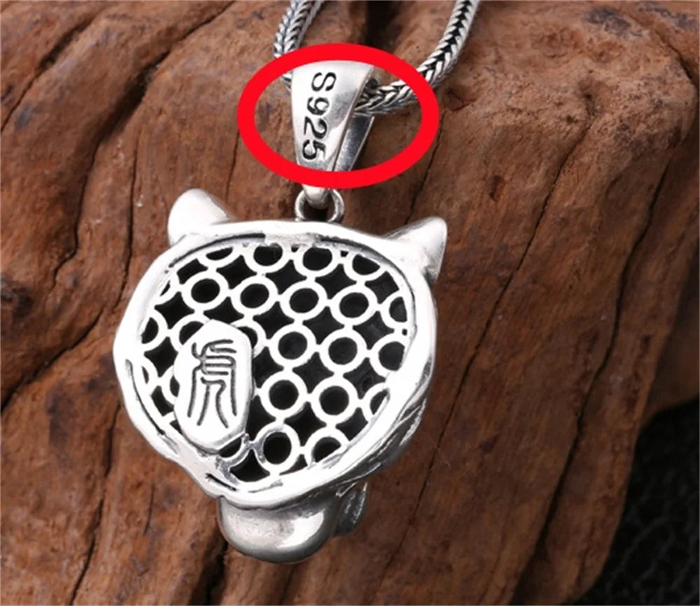 S925 Sterling Silver Charms Pendants for Women Men New Fashion Hollow Retro 3D Tiger Head Zircon Eyes Punk Jewelry Wholesale