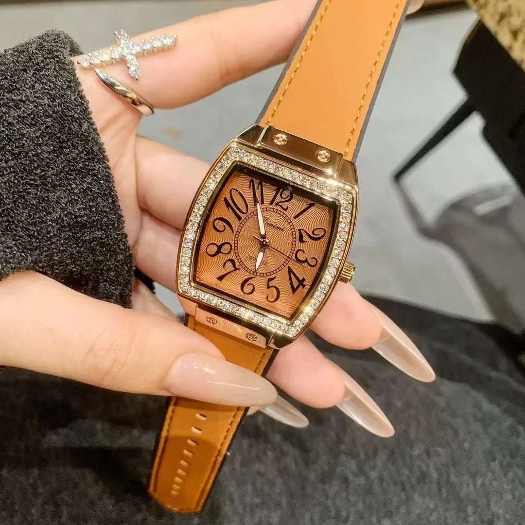 Timini Women's Watch Hot Selling Rose Red Belt Watch Women's Large Plate Xiaohongshu 77120