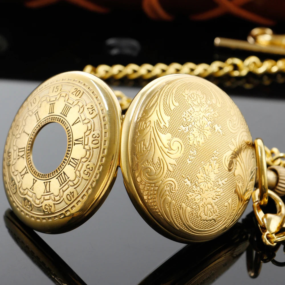 Antique Luxury Tourbillon Moon Phase Steampunk Mechanical Pocket Watch Retro Gentleman Analog Signal Clock Lady Jewelry Gift