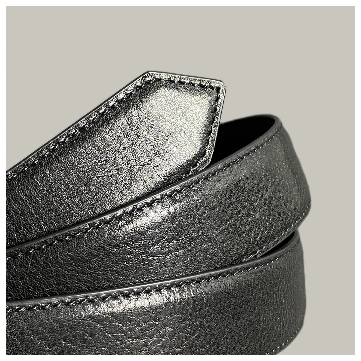 Dark Punk Unisex Vintage Casual Leather Belt Ancient Silver Pin Buckle Vegetable Tanned Leather Cowhide Jeans Belt