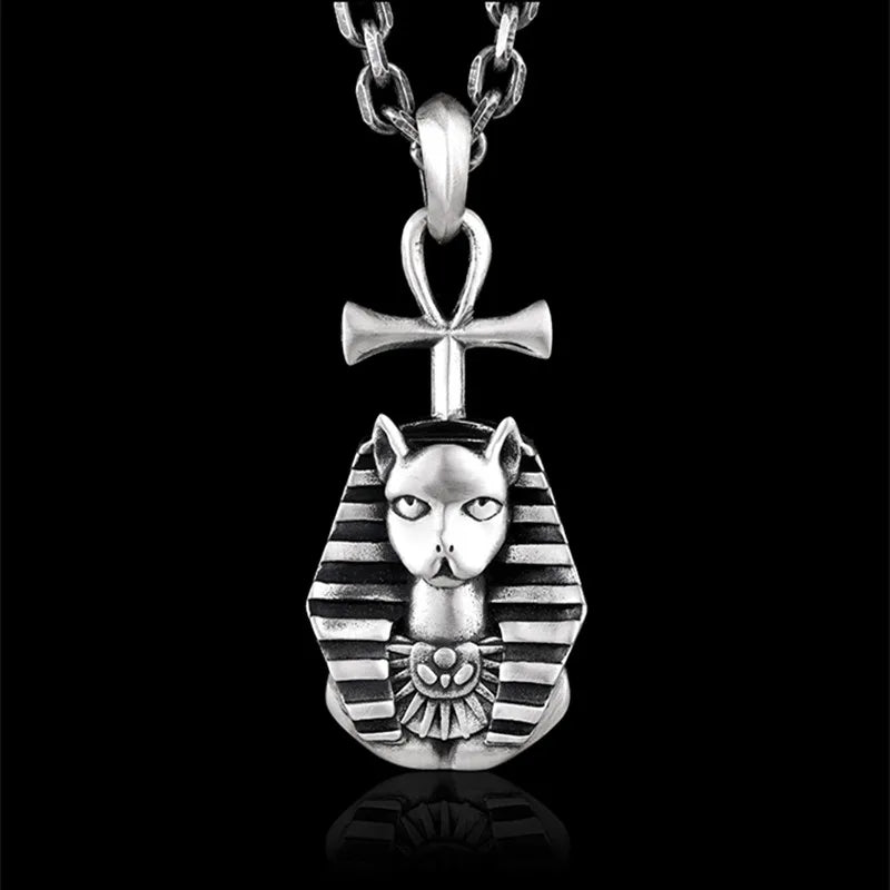 Pendant 100% Real 925 Sterling Silver 2025 Trend Necklace Pendant Egyptian Mythical Cat God Luxury Jewelry Men Women Gift P21