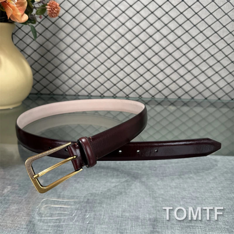 Trendy high-quality cowhide unisex luxury designer belt for men and women 2025 vintage pin buckle leather belt 30mm BC