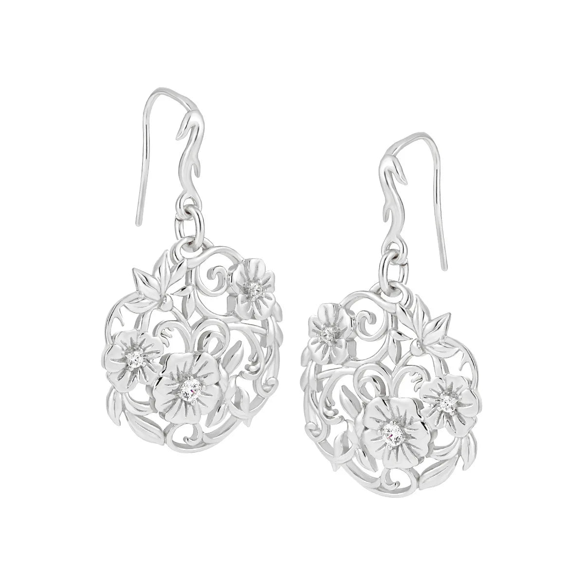 2025 Floral Filigree 925 Sterling Silver Drop Earrings Vintage Hollow Carved Design Fine Jewelry for Women Daily Elegant Style