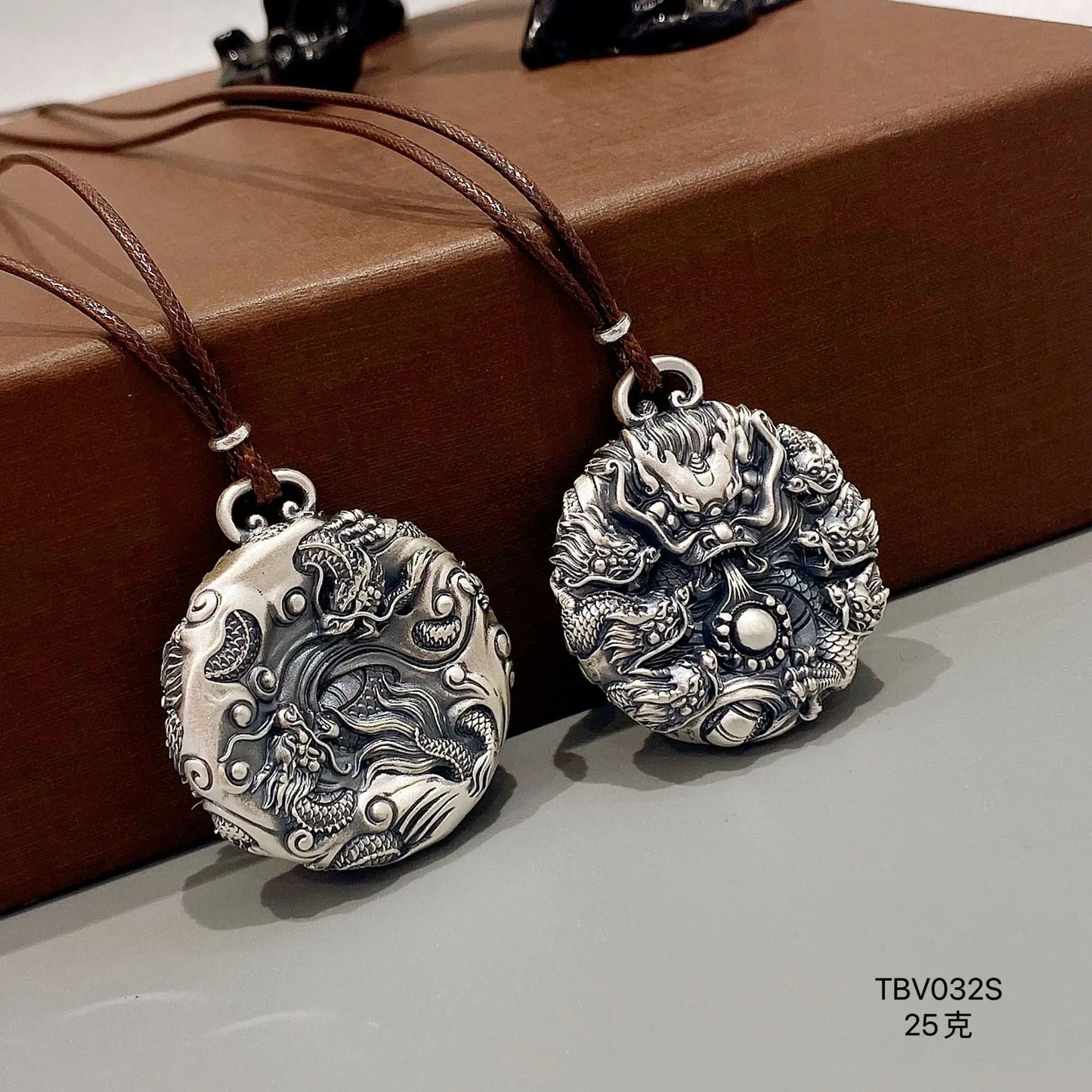 BOCAI Real S999 Pure Silver Jewelry Ancient Fatai Retro High Relief Chinese Dragon Domineering Trend Men Pendant