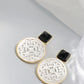 Natural White Shell Openwork 18K Gold Plated Earring Inlaid Black Agate 925 Sterling Silver Earrings Fashion Fine Jewelry Gift