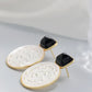 Natural White Shell Openwork 18K Gold Plated Earring Inlaid Black Agate 925 Sterling Silver Earrings Fashion Fine Jewelry Gift