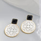 Natural White Shell Openwork 18K Gold Plated Earring Inlaid Black Agate 925 Sterling Silver Earrings Fashion Fine Jewelry Gift