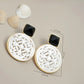 Natural White Shell Openwork 18K Gold Plated Earring Inlaid Black Agate 925 Sterling Silver Earrings Fashion Fine Jewelry Gift