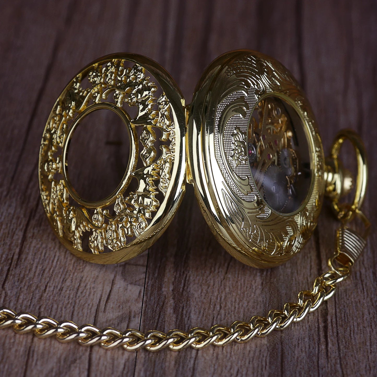 Gold Fashion Luxury Vintage Mechanical Pocket Watch Personalised Hollow Skeleton Antique Hand Wind Fob Watch For Men Women