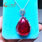 925 silver Fashion 25*30mm 72ct pear shape with inclusions red lab grwon ruby Jewelry for Pendant Necklace