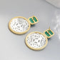 Natural White Shell Openwork 18K Gold Plated Earring Inlaid Black Agate 925 Sterling Silver Earrings Fashion Fine Jewelry Gift