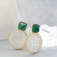 Natural White Shell Openwork 18K Gold Plated Earring Inlaid Black Agate 925 Sterling Silver Earrings Fashion Fine Jewelry Gift