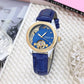 Ladies Flywheel double hollowed luxury fashion casual luminous leather watch with automatic mechanical waterproof wristwatch
