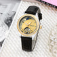 Ladies Flywheel double hollowed luxury fashion casual luminous leather watch with automatic mechanical waterproof wristwatch