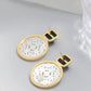 Natural White Shell Openwork 18K Gold Plated Earring Inlaid Black Agate 925 Sterling Silver Earrings Fashion Fine Jewelry Gift