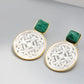 Natural White Shell Openwork 18K Gold Plated Earring Inlaid Black Agate 925 Sterling Silver Earrings Fashion Fine Jewelry Gift