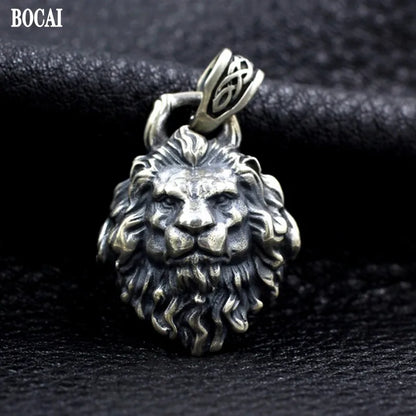 BOCAI 2021 Trend Leo Man Pendant Pure s925 Silver Constellation Lion Personalized Locomotive Rock Necklace Accessories