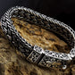 Real 925 Sterling Silver Bracelet Men's Wide 11mm Retro Punk Rock Wire Chain Chain and Bracelet Male Thai Silver Jewelry Gift