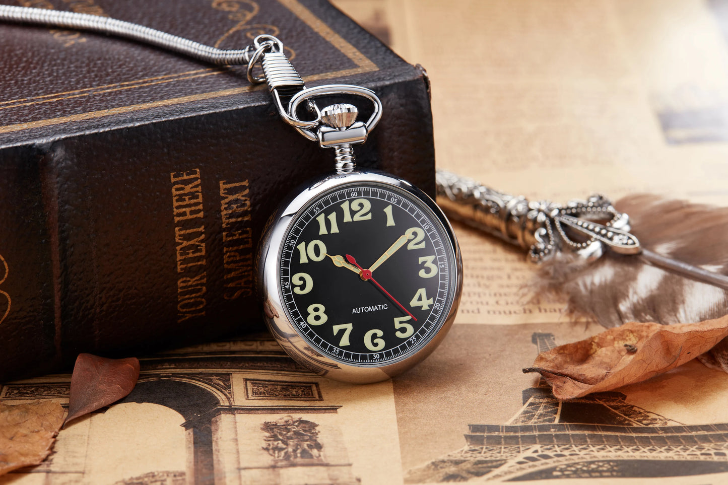 Retro Bronze Oil Painting Style Mini Home Decoration Watch Clock Unique Antique Art Hand-wind Mechanical Pocket Watch Clock Mens