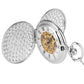 Retro Silver  Handwinding Skeleton Mechanical Pocket Watch Double Hunter Necklace Chain Clock Antique Reloj De Bolsillo