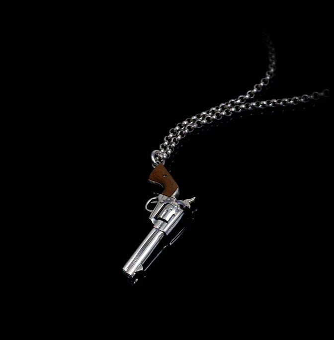 S925 Silver Jewelry Retro Thai Silver Revolver Pistol Pendant Men And Women Personality Fashion Charms