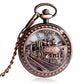 Old Fashion Men Women Mechanical Handwinding Pocket Watch Locomotive Hollow Train Skeleton Clock Pendant FOB Chain reloj Gift