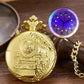 Luminous Blue Led Flash Necklace Vintage Clock Unique Bronze/silver/gold Train Locomotive Engine Noctilucent Quartz Pocket Watch