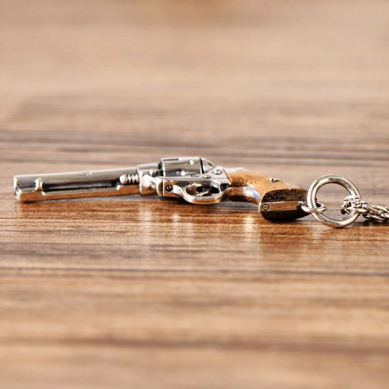 S925 Silver Jewelry Retro Thai Silver Revolver Pistol Pendant Men And Women Personality Fashion Charms