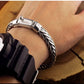BOCAI New Real Solid S925 Pure Silver Hand Woven Vintage Mighty  Men Bracelet Birthday Gift
