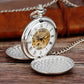 Steampunk Skeleton Mechanical Pocket Watch Luxury Gold Silver Fob Open Side Necklace Clock Antique  Reloj De Bolsillo Gifts