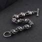 New S925  silver retro craftsmanship three-dimensional skull men's bracelet Thai silver fashion bracelet for men