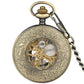 Antique Roman Number Retro Pocket Watch Unisex Handwinding Mechanical Skeleton Clock with Pendant Chain Arabic Numeral Dial Gift