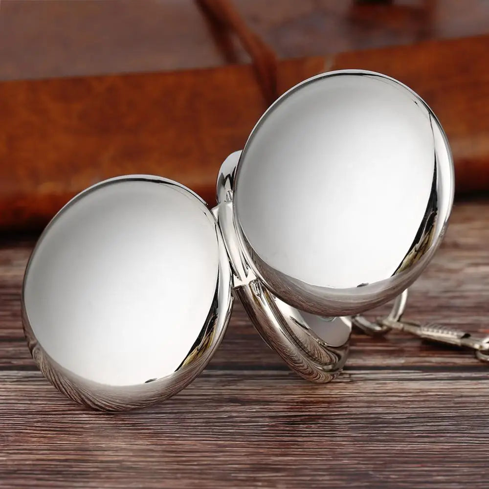 Steampunk Skeleton Mechanical Pocket Watch Luxury Gold Silver Fob Open Side Necklace Clock Antique  Reloj De Bolsillo Gifts