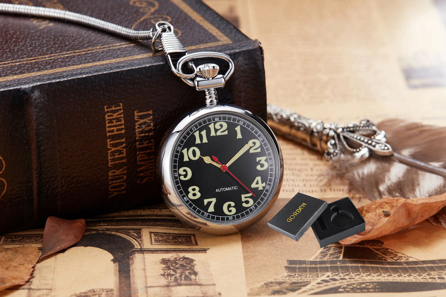 Retro Bronze Oil Painting Style Mini Home Decoration Watch Clock Unique Antique Art Hand-wind Mechanical Pocket Watch Clock Mens