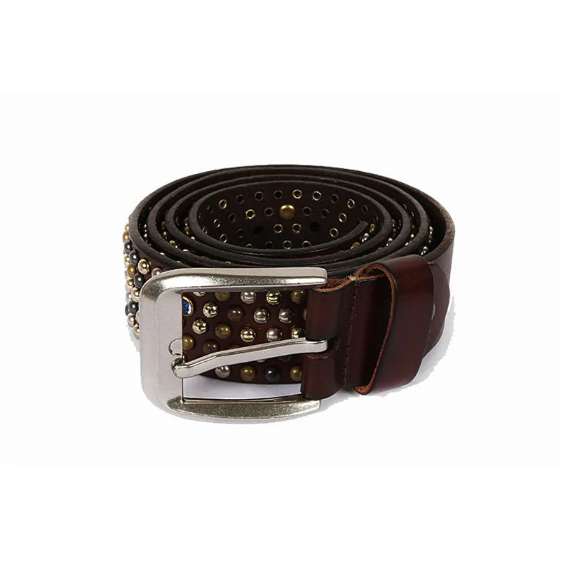 Genuine Leather Bling Rhinestones Studded Belt For Western Women Men Fashion Girls Luxury Ceinture Rivet Cowgirl Cowboy Belts