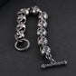 New S925  silver retro craftsmanship three-dimensional skull men's bracelet Thai silver fashion bracelet for men
