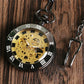Antique Pocket Watch Open Face Case Unisex Handwinding Mechanical Watches Manually Skeleton Clock Pendant Chain Timepiece