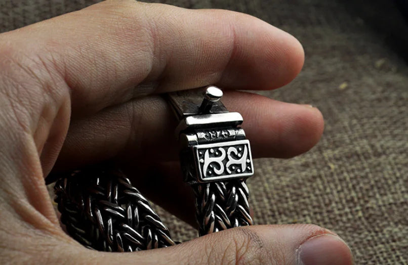 Real 925 Sterling Silver Bracelet Men's Wide 11mm Retro Punk Rock Wire Chain Chain and Bracelet Male Thai Silver Jewelry Gift