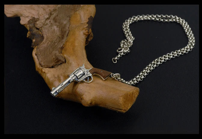 S925 Silver Jewelry Retro Thai Silver Revolver Pistol Pendant Men And Women Personality Fashion Charms